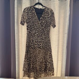 Leopard Print V-Neck Dress